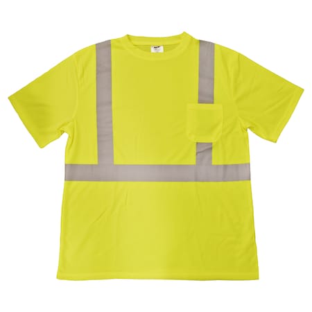 Azusa Safety Male Hi-Vis Short Sleeve T-Shirt, Type R, Lime, X-Large STG2